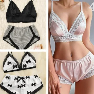 Set Pijama Decorada De Satín