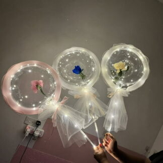 Globo Trasparente De Luz LED Con Rosa