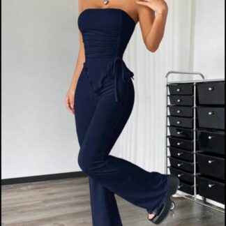 Conjunto top fruncido pantalon acampanado