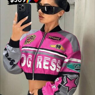 Chamarra bomber crop