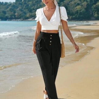 Pantalon cintura alta botones