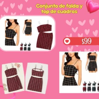 Conjunto de falda y top de cuadros
