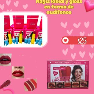 N2312 labial y gloss en forma de audífonos