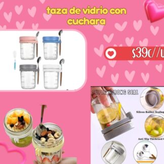 taza de vidrio con cuchara