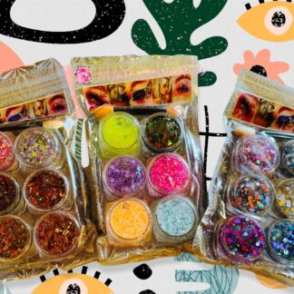 Paquete 6 pzas Glitter y Hojuela NEON. HALLOWEEN