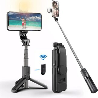 Bastón Selfie, Tripié, Bluetooth Con Luz LED